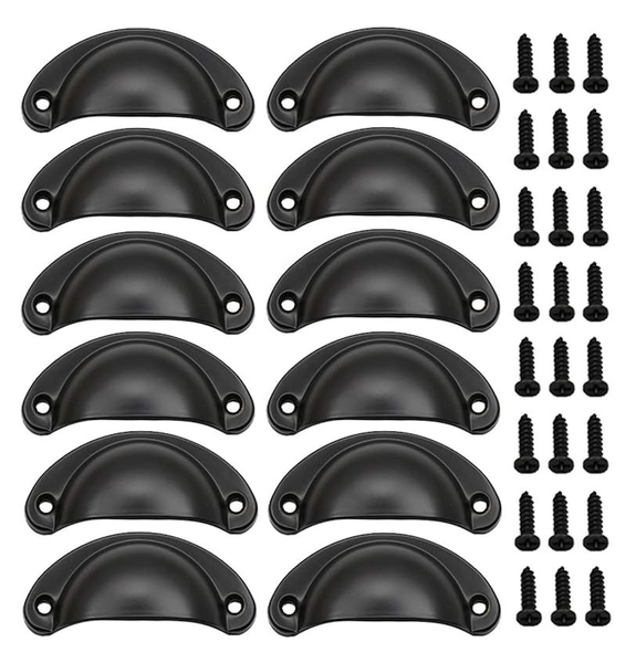 Tool DIY Shell Half Moon Vintage Drawer Handles With Screws (8cm) - 12 Piece