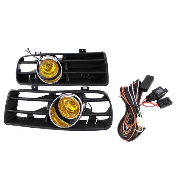 Front Bumper Grill Yellow Fog Light for -Mk4 Golf Compatible with Universal