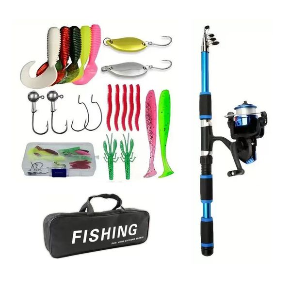Portable Telescopic Gear Fishing Rod Set All-in-One Fishing