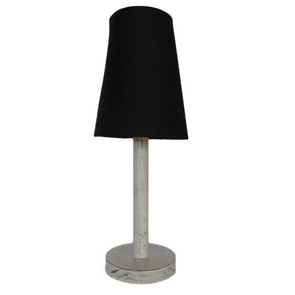 Cream Wash Wooden Bedside Lamp with Black Shade