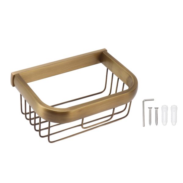 Vintage Brass Wall Mount Tissue Holder Bathroom Organizer