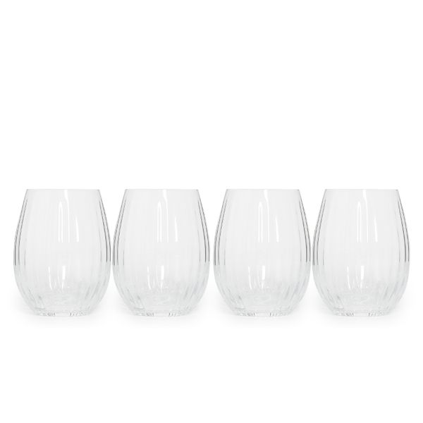 George &amp; Mason - Striata 4-Pack Crystal Short Tumbler Glasses - 600ml