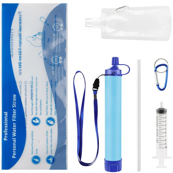 Water Filter Straw Set Outdoor Filtration Cleaner for Camping Hiking