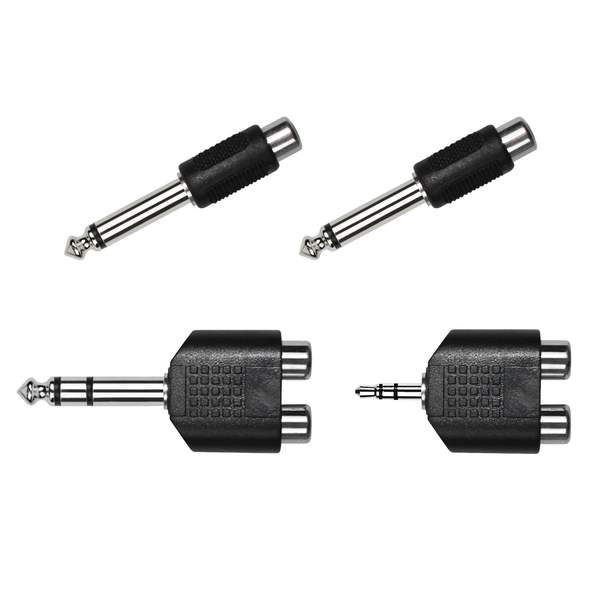 Audio Jack Adapter Set - 6.35mm, 3.5mm, RCA Converters (4-Piece)