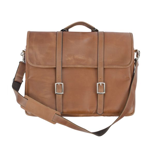 Genuine Leather Laptop Bag - Buckled look