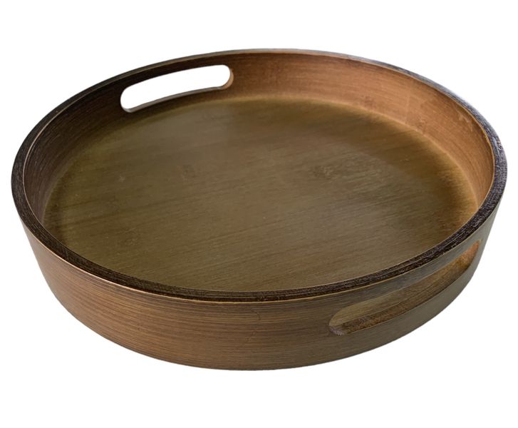 Crockery Centre Round Dark brown Wooden Serving Tray