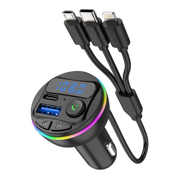 Car FM Transmitter BT 5.3 with Handsfree Calling &amp; 3-in-1 Charging Cable SE