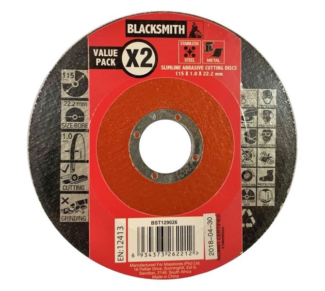 2 Piece Cutting Disc Steel 115 x 1.0 mm