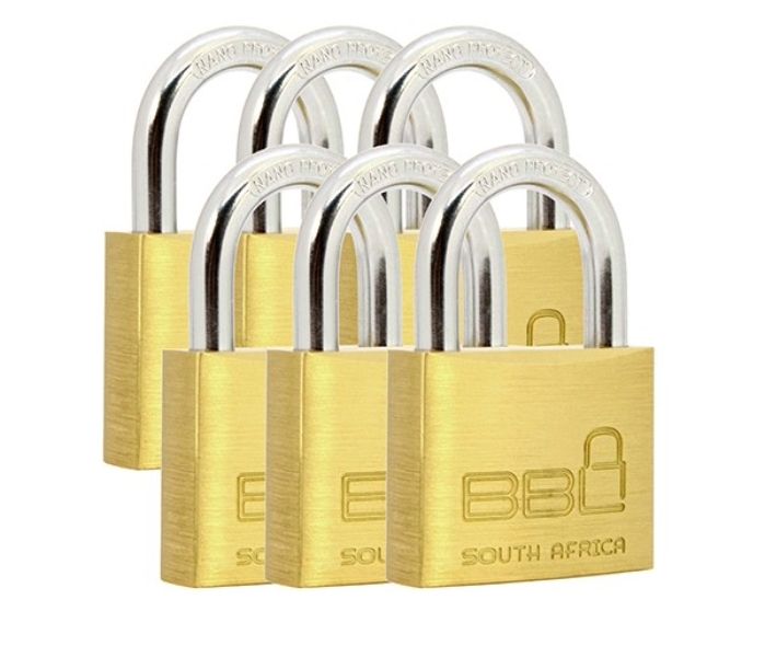BBL 40mm Multi Pack Brass Padlocks x 6 Keyed Alike