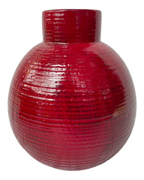 Ceramic - Textured Vase - Décor Essentials Red