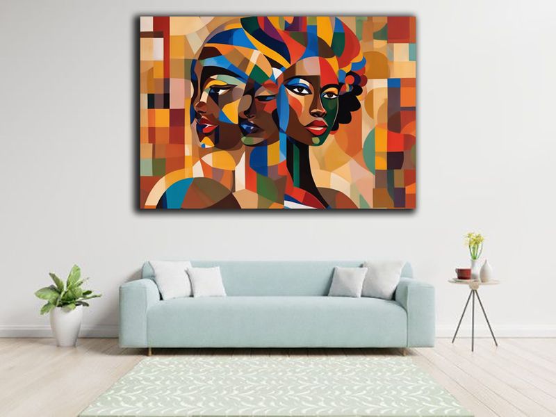 Abstract African Ladies Canvas Wall Art