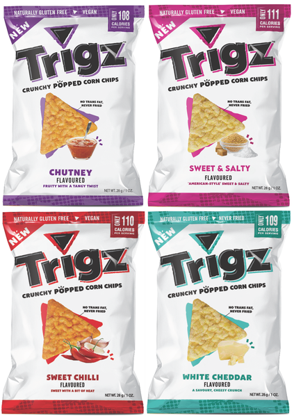 Corn Chips | Chutney, Sweet Salty, Sweet Chilli, Wh Cheddar | 40 Pk | Trigz