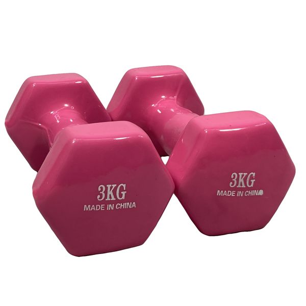 Mitzuma Pink Vinyl Dumbbell 3kg - Set of 2