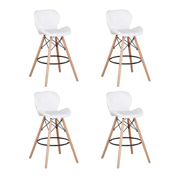 4 Pcs Of Multifunctional Butterfly Chair Eames Style Bar Stool Set - White