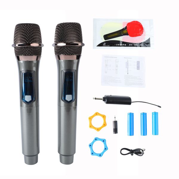 Wireless Handheld Microphone System 1 for 2 UHF Dynamic Cordless Mic