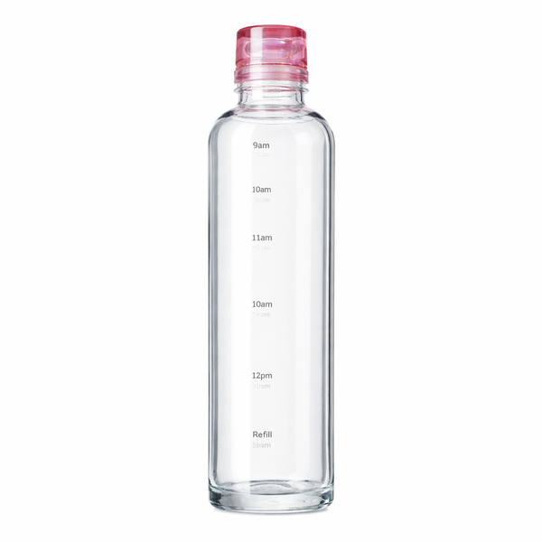 Glass Water Bottle - 500ml - Pink