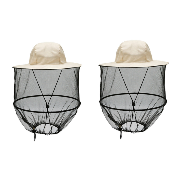 Beige Outdoor Anti-Mosquito Fishing Net Hat
