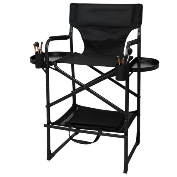 Professional Foldable Makeup Artist Director's Chair - Black
