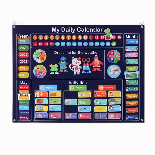 Kids Preschool Felt Calendar 3.3Ft - 24 Activity Cards