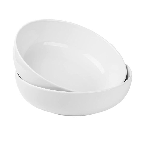Large Ceramic White Bowl - Porcelain Serving Bowl - Pasta Bowl - 2-Pack - 11-Inch