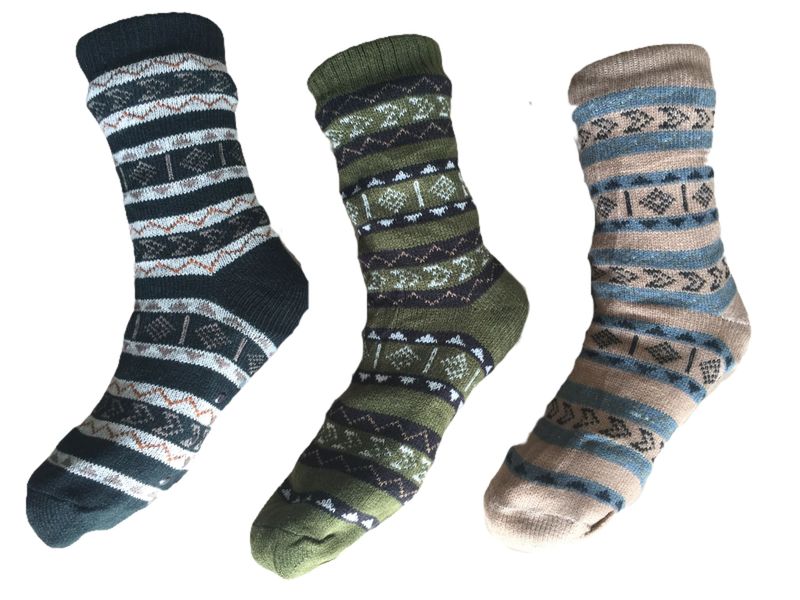 Indoor Winter Men Socks With Thick Fleece 3 Pairs-Assorted