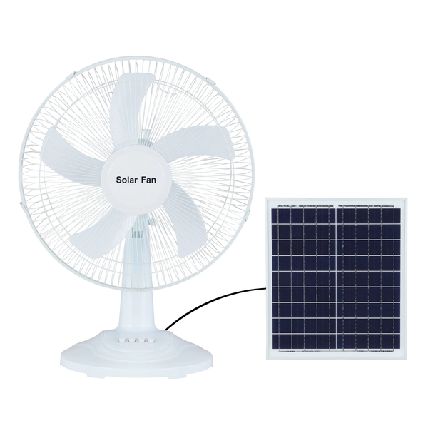 White Solar Controlled Desk Fan