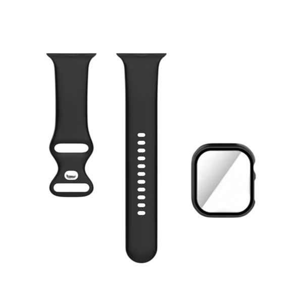 Silicone Watch Starp With 44mm Case Glass Protector 2 in 1