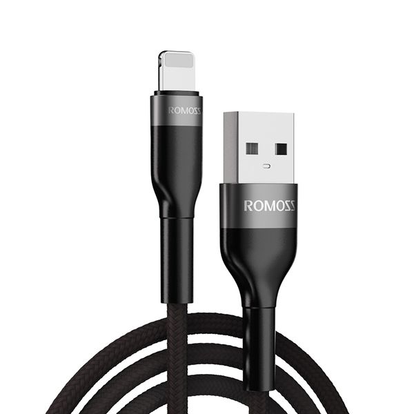 Romoss USB to Lightning Nylon Braided Cable 1m – Black &amp; Grey