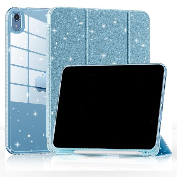 Compatible with iPad (A16) 11th/ 10th Cover with Sparkly Crystal Clear Back