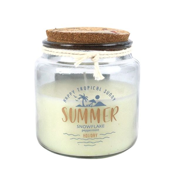 Holiday Scented Candles - Glass Jar with Cork Lid - Snow Mint
