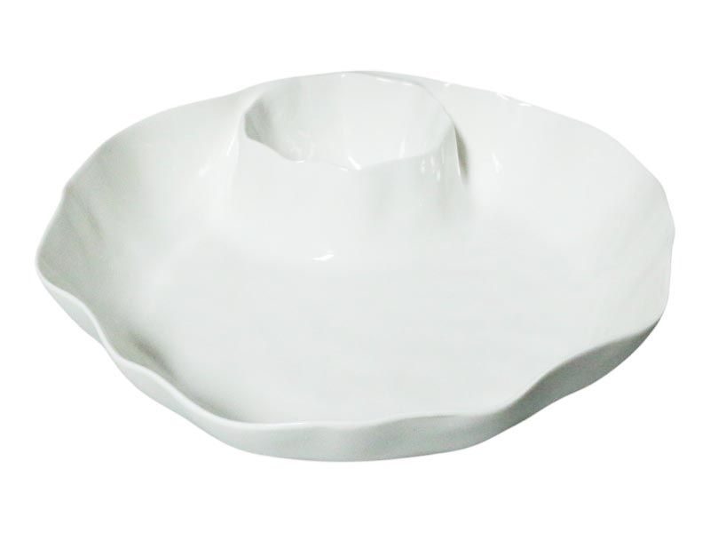 George &amp; Mason Alba Porcelain Serving Platter with Dip Well-Dia:29cmxH6cxm
