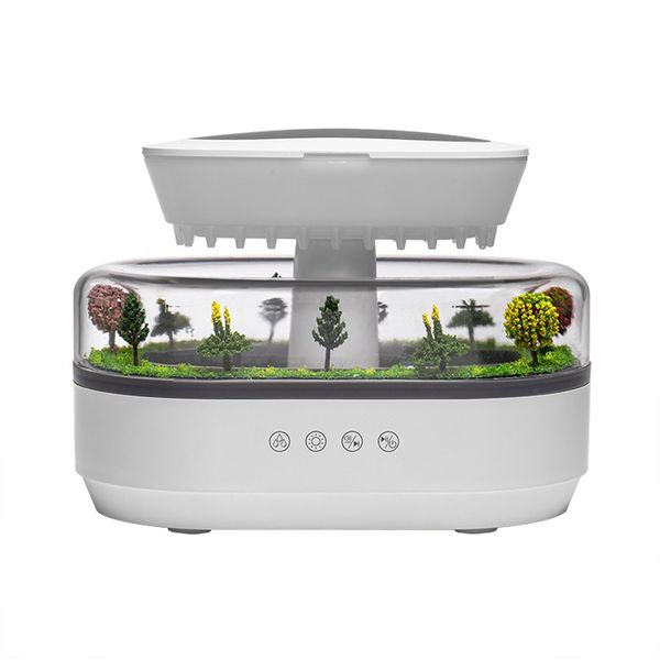 7 Color Rain Humidifier, 250ml, Rain Sounds, Auto-Off, Silent Rain Lamp