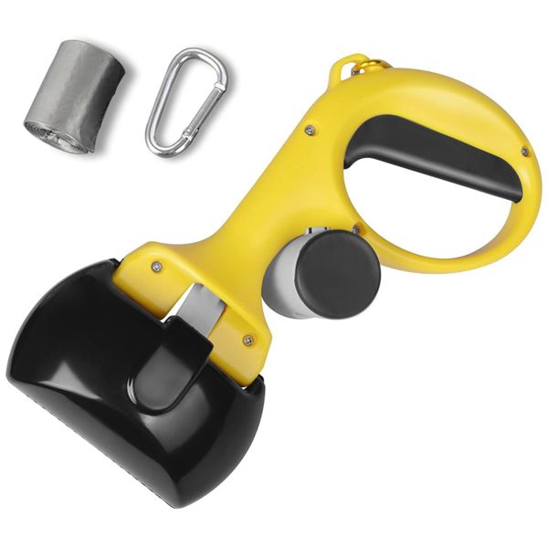 Pet Pooper Scooper for Dogs and Cats with Trash Bags Holder - Yellow