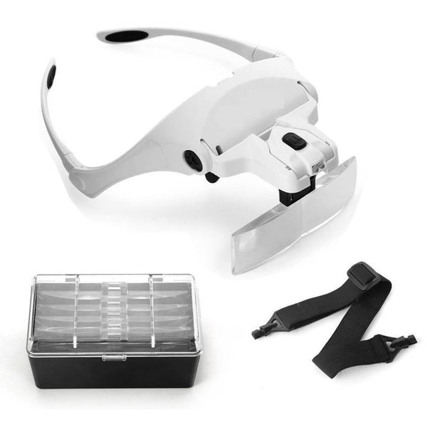 Head Mount Magnifier with LED Light 5 Lenses with Different Magnifications