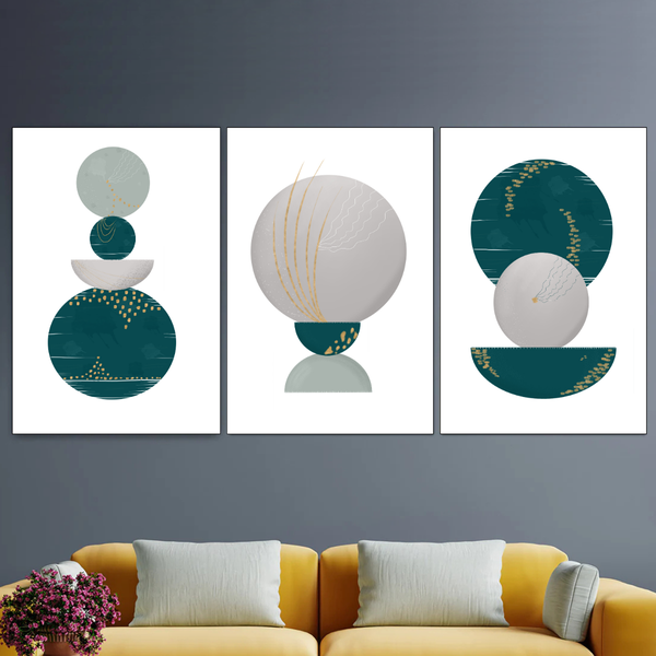 Set Of 3 - 28X40Cm - Dark Green And Gray image
