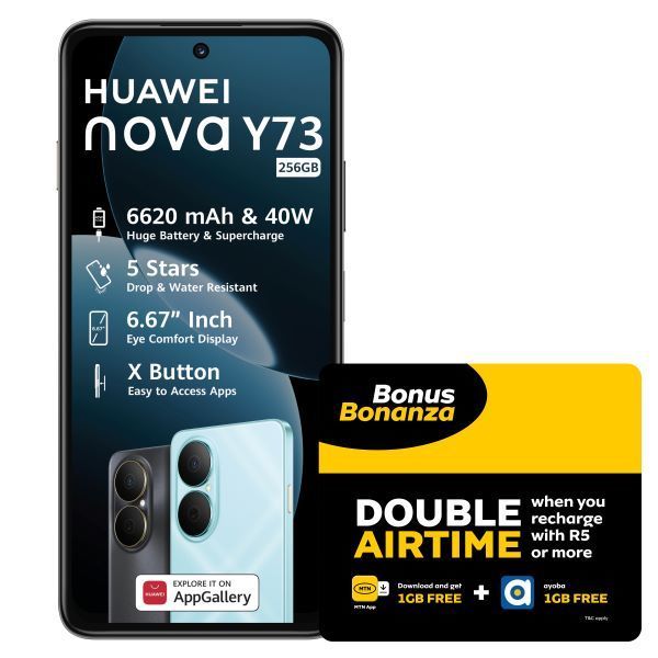 HUAWEI NOVA Y73 Black dual sim + MTN SIM with 20GB data