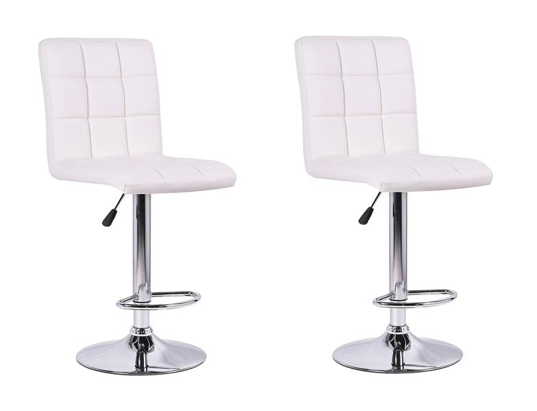 High Back Bar Stools - Set of 2 - White Colour