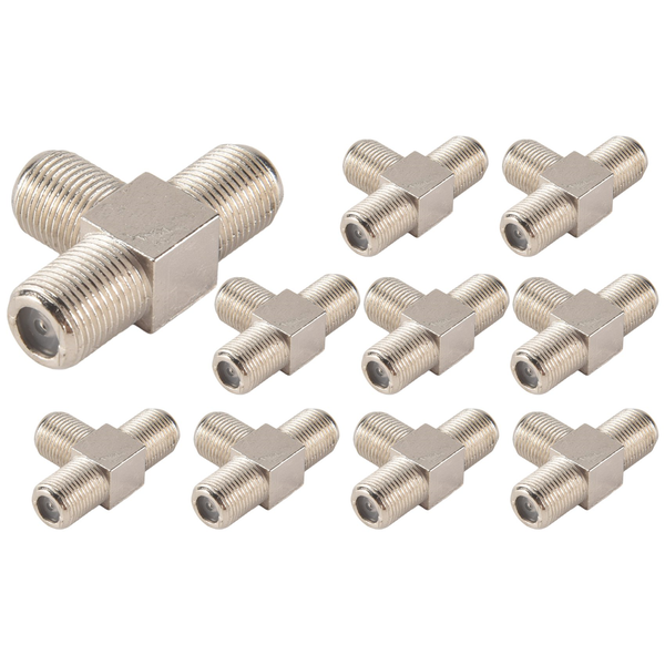 3-way F-Type Coax Cable Splitter Combiner Female to 3 Female,silver