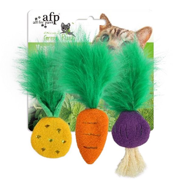 All For Paws Green Rush Catnip Vegetable Cat Toy Set - 3 Pack