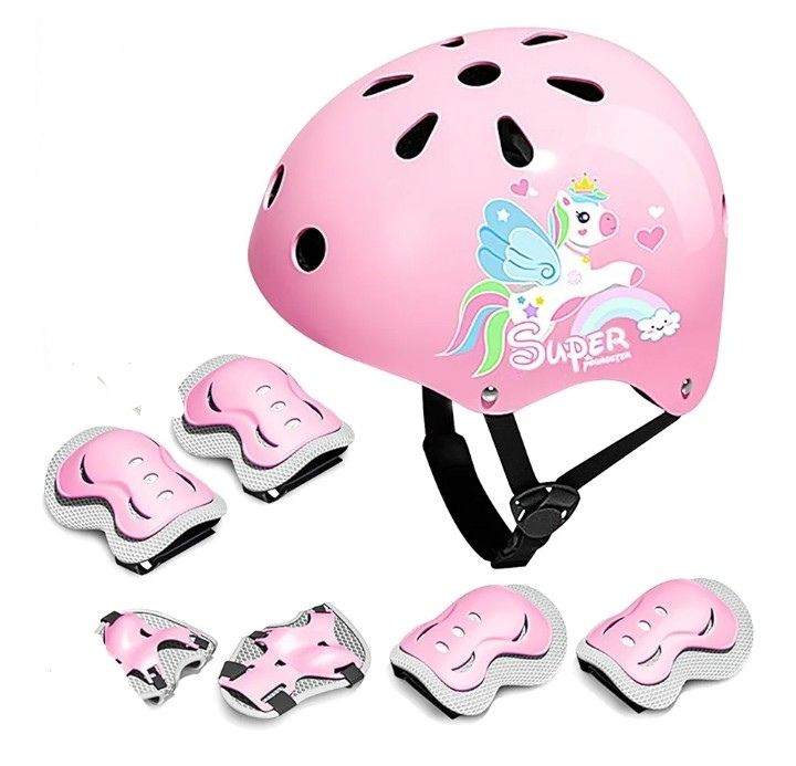 Kids Bike Helmet with Sports Protective Gear Set Knee Elbow Wrist
