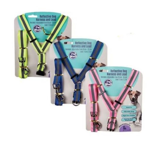 Pet Mall- 3x Dog Reflective Harness and Lead-20mmx1.5m