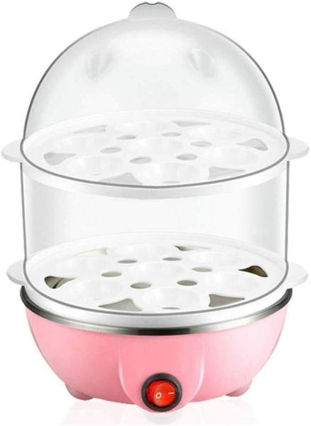 Electric Egg Boiler, 2 Tier Automatic 1 to 14 Egg Cooker White