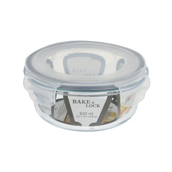 Transparent Glass Round Lunch Tote Set 2