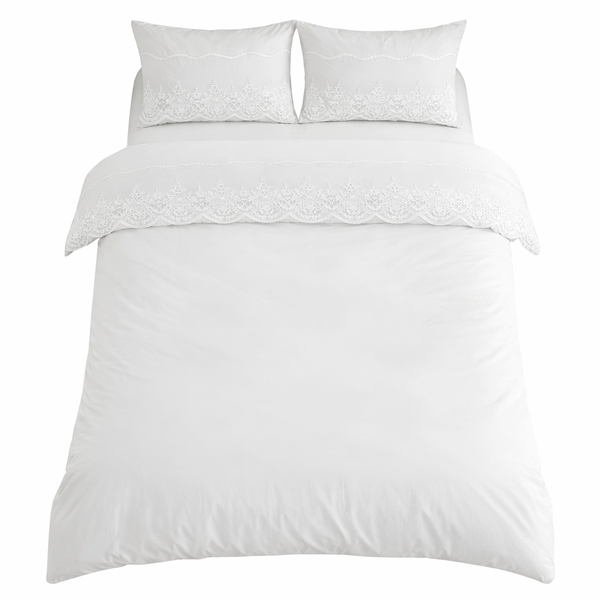 Elegant Lace Trim Double Duvet Cover Set