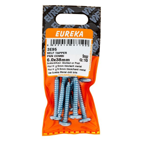 EUREKA Self-Tapper Pan head Combination 6 x 38mm Q:10 3E95