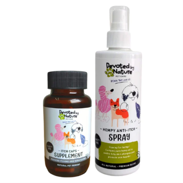 Devoted By Nature - Pet Allergy Combo: Itch Caps + Hempy Anti-Itch Spray