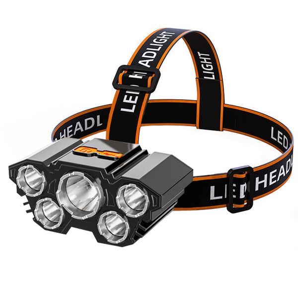 1 Piece of 5 LED Rechargeable, Waterproof, USB Headlights