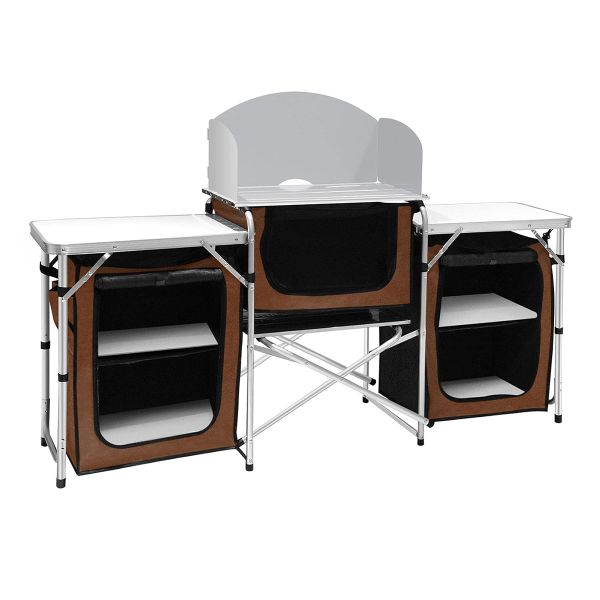 Foldable Aluminum Campground Camping Kitchen Double Table