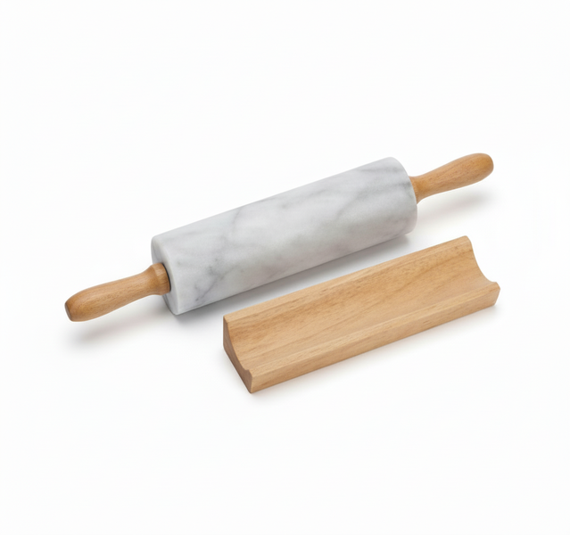Hillhouse Marble Rolling Pin with Wooden Stand for Baking