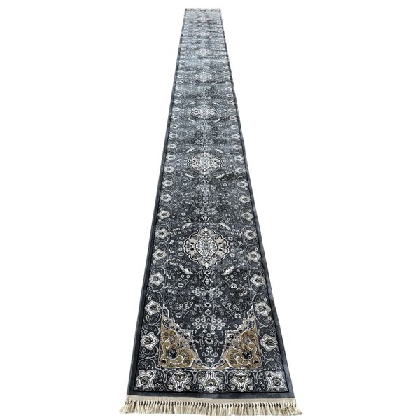 High Quality Grey Floral Long Hallway Runner Carpet - 800 x 80 cm